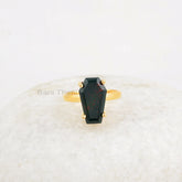 Bloodstone Ring - 925 Sterling Silver - 9x15mm Coffin Gemstone - Gold Plated Ring - Prong Set Jewelry - Gift For Mother - Jewelry for Ladies